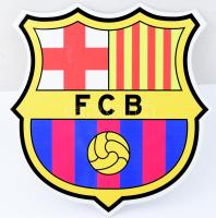 Dekoratív FC Barcelona műanyag tábla, kissé kopott, 50×50 cm