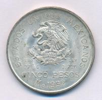 Mexikó 1952. 5P Ag T:XF, kis patina Mexico 1952. 5 Pesos Ag C:XF, small patina Krause KM#467