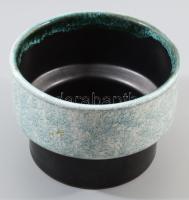 Iparművész mázas kerámia kaspó, Kézzel festett, hibátlan d: 16 cm