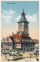 Brassó, Kronstadt, Brasov; tanácsház, üzletek, piac. Zeidner H. kiadása / town hall, shops, market (EK)