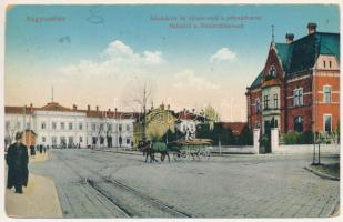 1915 Nagyszeben, Hermannstadt, Sibiu; Állomás tér és villamosmű a pályaudvarral, vasútállomás. Vasúti levelezőlapárusítás 6. sz. 1915. / Bahnhof u. Elektrizitätswerk / railway station, square, electric power plant, power station (kopott sarkak / worn corners)