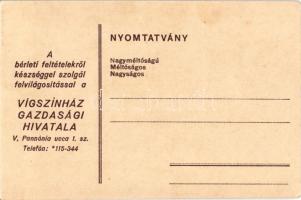Budapest XIII. Vígszínház, bérlet reklám. Vígszínház gazdasági hivatala. Pannónia utca 1. Bruchstein...