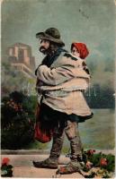 1927 Erdélyi vándor cigány / Siebenbürger Wander-Zigeuner / Transylvanian wandering gypsy man, folklore (kopott sarkak / worn corners)