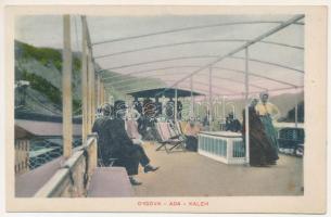 Ada Kaleh (Orsova), gőzhajó járat Ada Kaleh és Orsova között, utasok / steamship trip, passengers (fl)