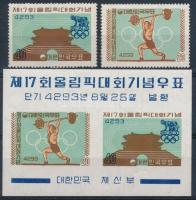 1960 Olimpia Róma sor Mi 307-308 + blokk 148 (Mi EUR 42,40)