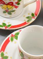 Hollóházi karácsonyi mintás mokkás / kávés készlet. Jelzett, teljes, hibátlan