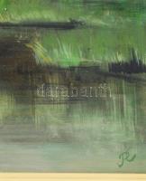 Péterfy László (1936-): Vízparti táj. Olaj, farost. Jelezve jobbra lent. Kissé sérült fakeretben. 50...