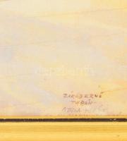 Dekoratív fakeret, Zórád Ernő: Tabán ofszet, vászon nyomattal. Belső méret: 28,2×37,8 cm