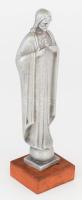 Alumínium Krisztus szobor, fa talpon, m: 23 cm