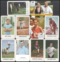 10 db sportolókat ábrázoló kártyanaptár, közte Papp László, Sterbinszky Amália, Monspart Sarolta, stb.