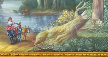 Zbiskó Béla (1899-1972): Erdei jelenet, 1964. Olaj, vászon, jelzett. Dekoratív, sérült fakeretben, 6...