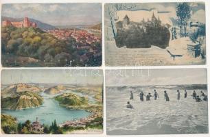 9 db RÉGI külföldi város képeslap vegyes minőségben / 9 pre-1945 European town-view postcards in mixed quality