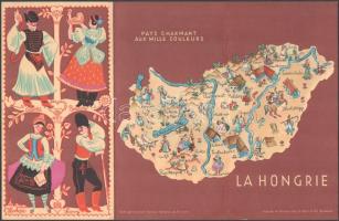 cca 1935 Dimanches Hongrois, háromrészes, rajzos art deco kiadvány, szign.: Mallász-Dallos, Klösz ny...
