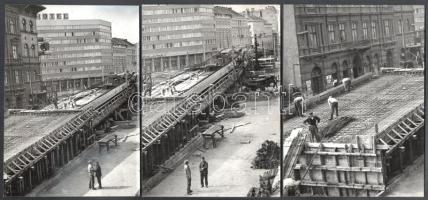 1969 A budapesti Rottenbiller utcai felüljáró építése, 3 db fotó, 14,5×10,5 cm
