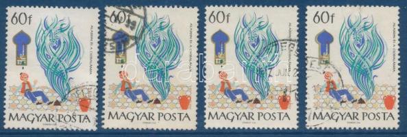 1965 Mese III. 60f 3 db bélyeg ovális folt lemezhibával + támpéldány