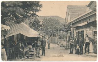 1907 Ada Kaleh, Bazár sor, üzletek. Divald Károly 332. sz. / street view, bazaar, shops (lyuk / pinhole)