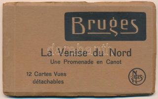 Brugge, Bruges; La Venise du Nord - régi képeslapfüzet 12 db képeslappal / pre-1945 postcard booklet with 12 postcards
