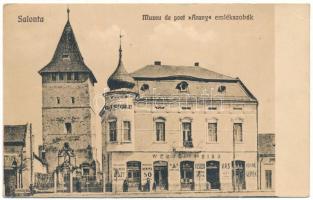 1932 Nagyszalonta, Salonta; Muzeu de poet Arany / Arany János múzeum, emlékszobák, Wessely és Biró üzlete, Csonkatorony. Döme Károly kiadása / museum, shops, tower (ázott sarok / wet corner)