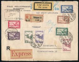 1927 Expressz ajánlott légi levél Dániába / Registered express airmail cover to Denmark