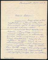 1954 Huszka Jenő (1875-1960) zeneszerző saját kézzel írt és aláírt kétoldalas levele Endrődi Béla ír...