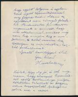 1954 Huszka Jenő (1875-1960) zeneszerző saját kézzel írt és aláírt kétoldalas levele Endrődi Béla ír...