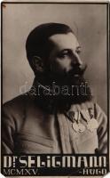 1916 Szeged, Seligmann Hugó dr. t. ezredorvos, m. kir. honv. csapatkórház. Hátoldalon saját kezű levele és aláírása / WWI Austro-Hungarian K.u.K. military regimental doctor, letter and signature on the backside. photo (EM)