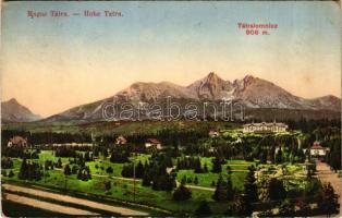 1912 Tátralomnic, Tatranská Lomnica (Magas-Tátra, Vysoké Tatry); látkép, szálloda / general view, hotel (kopott sarkak / worn corners)