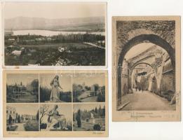 21 db RÉGI történelmi magyar város képeslap vegyes minőségben, közte egy 3-részes kihajtható kolozsv...