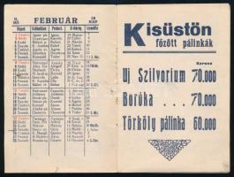 1925 Bp., Jellinek Ernő Margit körúti italkereskedő bor és tearum árjegyzéke éves naptárral, dekorat...