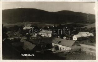 1930 Kluknó, Klukenau, Kluknava; látkép, templom / general view, church. photo (gyűrődések / creases)