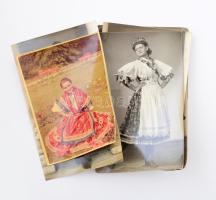 cca 1940 11 db magyar népviselet hölgyeken hátoldalán feliratozott fotó klf tájegységek Buják, Sárköz, Kazár, Szatmárököritó, Palóc, Krümplicska, Sióagárd, Mohács, Ajak. 9x14 cm