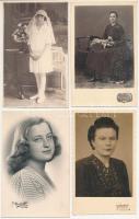 21 db RÉGI motívum képeslap: hölgyek, főleg fotók / 21 pre-1945 motive postcards: ladies, mainly photos