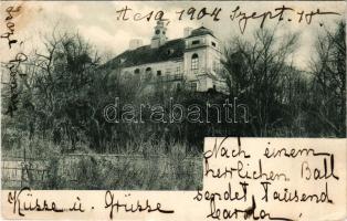 1904 Acsa, Báró Prónay Gábor kastélya, a tulajdonos levelével. A képeslapot a felsőelefánti (Nyitra-Szent-János) Edelsheim kastélyba címezték (EK)