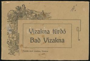 cca 1900-1910 Vízakna fürdő - Bad Vizakna (Ocna Sibiului), Erdély, képes album 12 fekete-fehér fotóval, Vízakna, Takáts Jenő kiadása, kiadói papírkötésben, kissé sérült, foltos borítóval, hátoldalán kézzel írt feljegyzéssel, 10x15 cm
