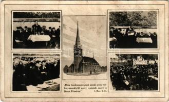 1941 Budapest XVII. Rákoskeresztúr, Evangélikus templom alapkőletétel (tűnyomok / pinmarks)