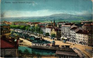 1912 Fiume, Rijeka; Veduta generale Scoglietto / látkép, kikőtő / general view, port (kopott sarkak / worn corners)