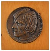 Domonkos Béla (1934-2020) 1981. "Nagy László" egyoldalas öntött bronz plakett fatáblán (~107mm) T:AU