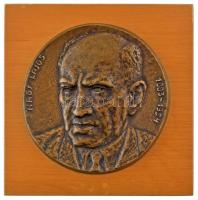 Domonkos Béla (1934-2020) DN "Nagy Lajos 1883-1954" egyoldalas öntött bronz plakett fatáblán (~109mm) T:AU