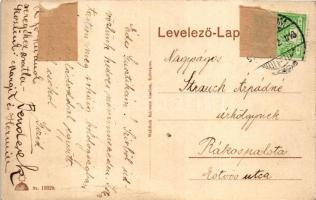 1914 Esztergom, Bazilika és várhegy este holdfényben, úszó hajómalom a Dunán. Wallfisch Szidónia kia...