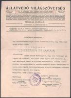 1934 Bp. IV., Állatvédő Világszövetség fejléces levelére írt levél, Mezey Ödön aláírásával