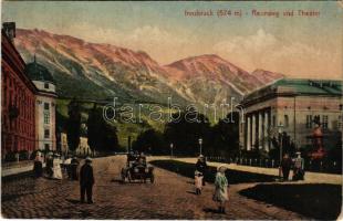 1918 Innsbruck (Tirol), Rennweg und Theater / street view, theatre, automobile (fl)