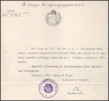 1922 Bp., Kun Béla (1861-1934) igazságügyi államtitkár által aláírt okirat