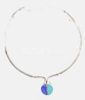 Ezüst (Ag) nyakék, kék és zöld kő berakásokkal, bruttó 26g