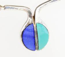 Ezüst (Ag) nyakék, kék és zöld kő berakásokkal, bruttó 26g