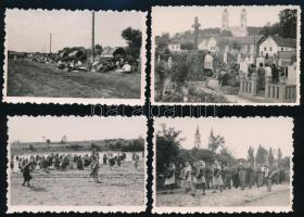 1956-57 Máriaradna Erdély felvonulás, temető, búcsú 4 db feliratozott fotó 4x6 cm