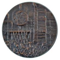 1970 k. Szocreál stílusú egyoldalas, öntött, ezüstpatinázott bronz emlékplakett jelzés nélkül (80mm) T:XF, ezüstpatinázás enyhén lekopott