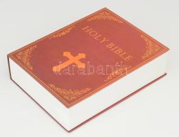 "Holy Bible" feliratú, könyv alakú fém doboz, "kazetta, két kulccsal, 26x20x6 cm