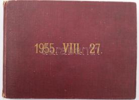 1955 Dr. Madarász Miklós építészmérnök és Molnár Aliz textilmérnök esküvői albuma, vegyes méretű fotókkal és táviratokkal