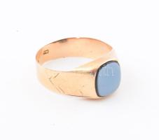 14K arany (Au) cca 1930 orosz arany gyűrű, kék anhidrit? kővel 3,5g. m: 60