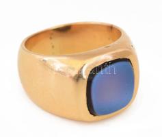 14K arany (Au) gyűrű kalcedon kőberkással, jelzett br 20,6 g